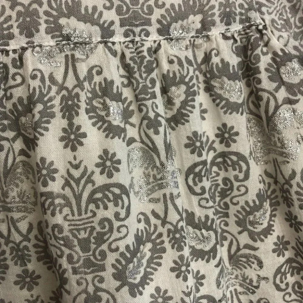 Peek Little‎ Peanut blouse long sleeve gray paisley print metallic 6-12 months